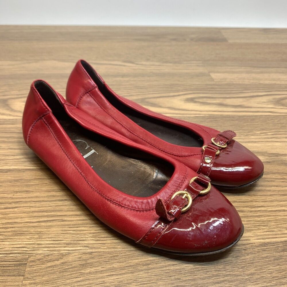AGL Made In Italy Womens Red Leather Ballet Flats Size 37 US 7